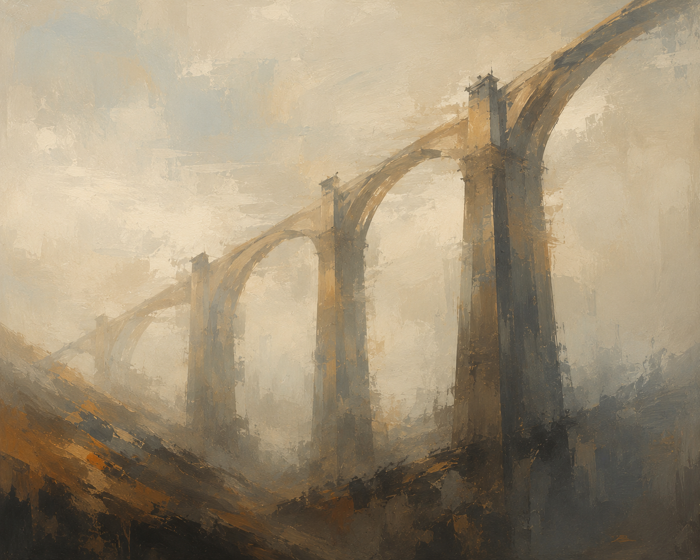 Painted industrial bridge